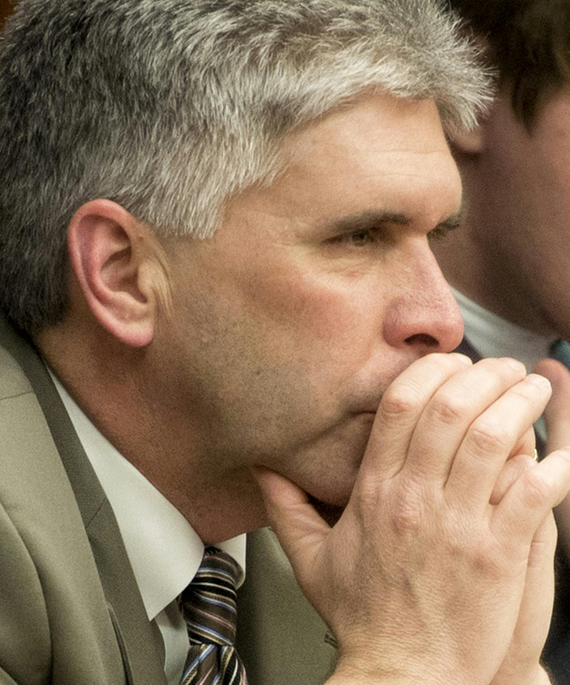 Rep. Joe Atkins, chair of the House Commerce and Consumer Protection Finance and Policy committee questioned Al Lund, executive director, Allied Charities of Minnesota on how to improve results of electronic pull-tabs. Tuesday, April 16, 2013 ] GLEN STUBBE * gstubbe@startribune.com ORG XMIT: MIN1304161739530842
