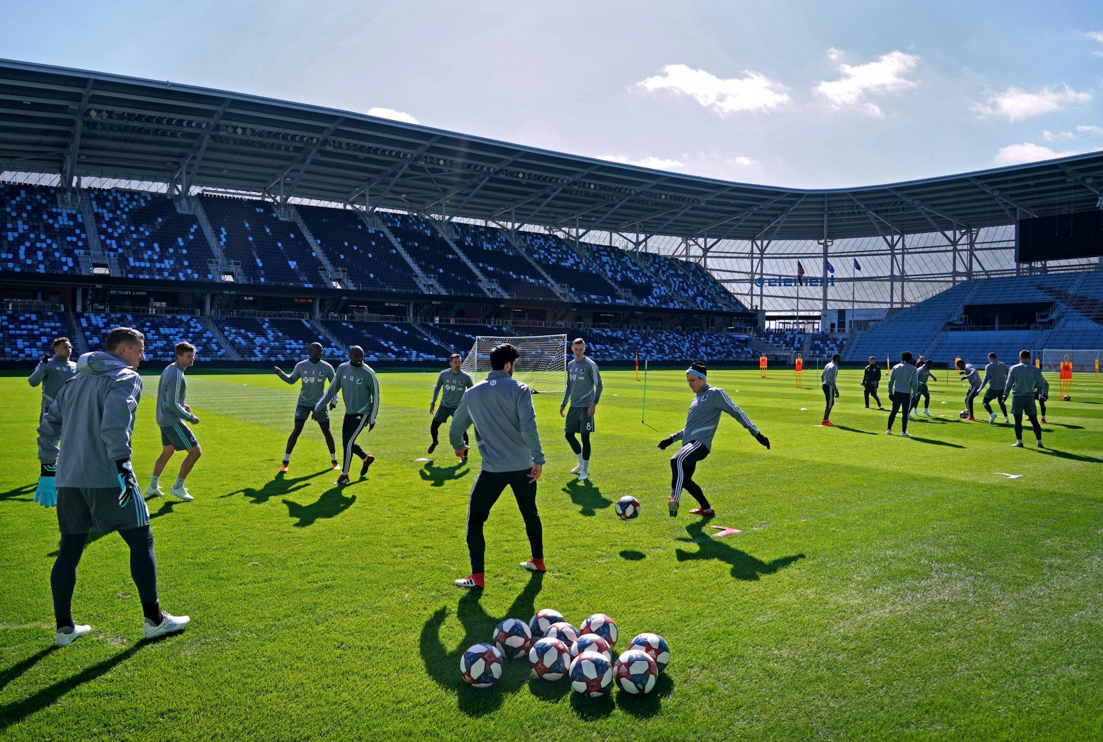 First Minnesota United soccer practice at Allianz Field in St. Paul.