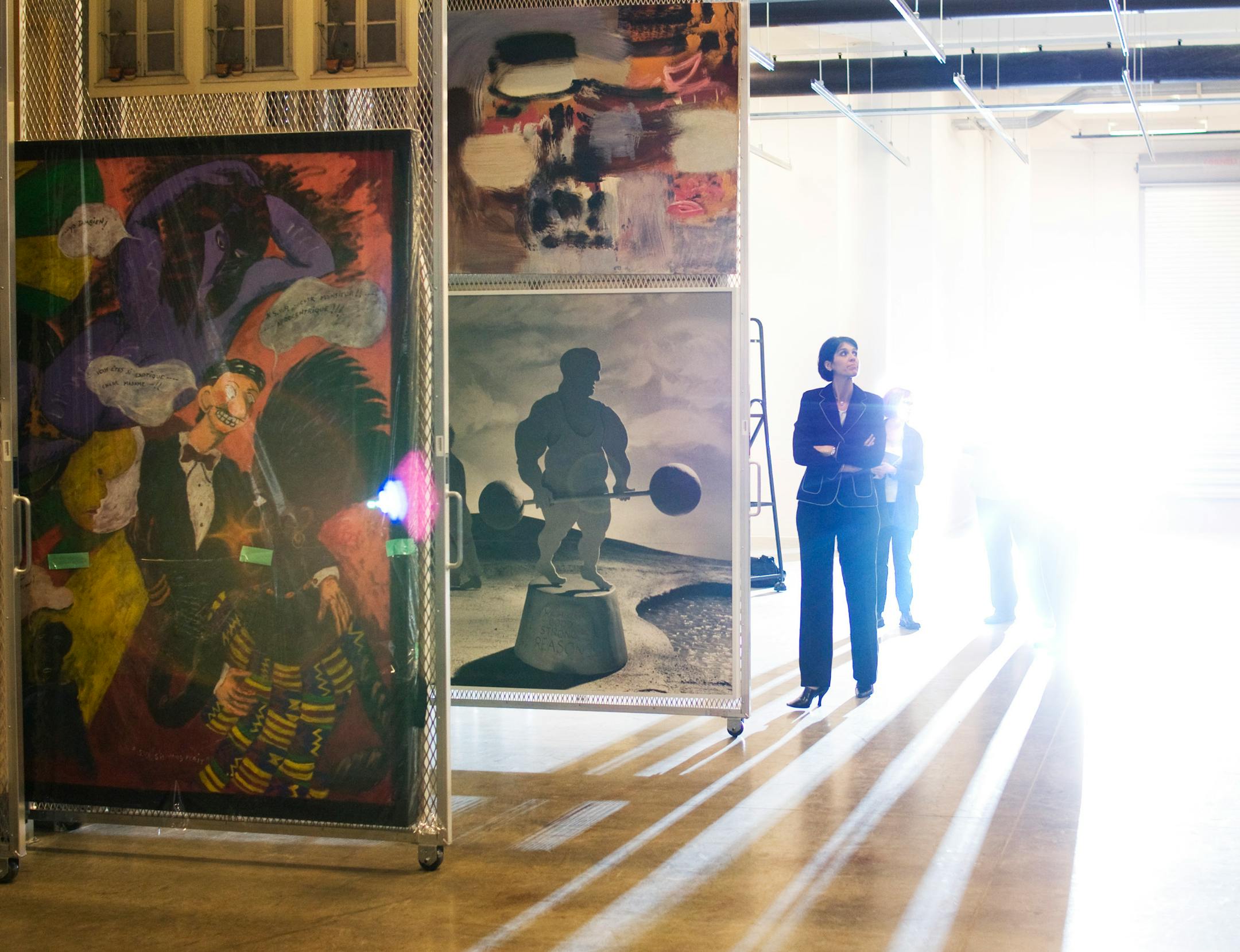 The Walker's new director, Olga Viso, gave a tour of the art storgae rooms in the lower levels of the museum.