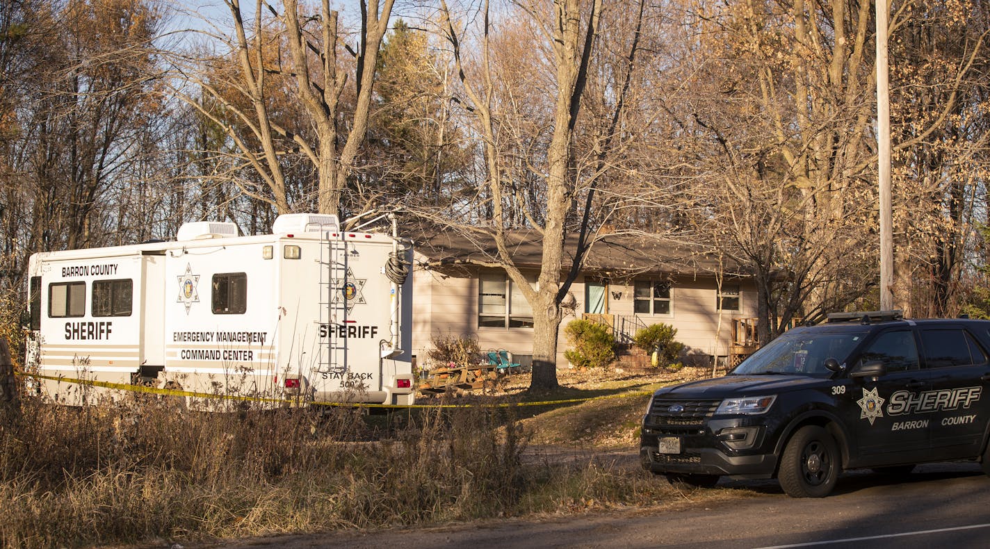 The home of James and Denise Closs in Barron, Wis. is seen with Barron County Sheriff vehicles parked outside. ] LEILA NAVIDI &#x2022; leila.navidi@startribune.com BACKGROUND INFORMATION: Press conference held at the Barron Couty Justice Center in Barron, Wis. to update the case of missing person 13-year-old Jayme Closs on Wednesday, October 24, 2018.