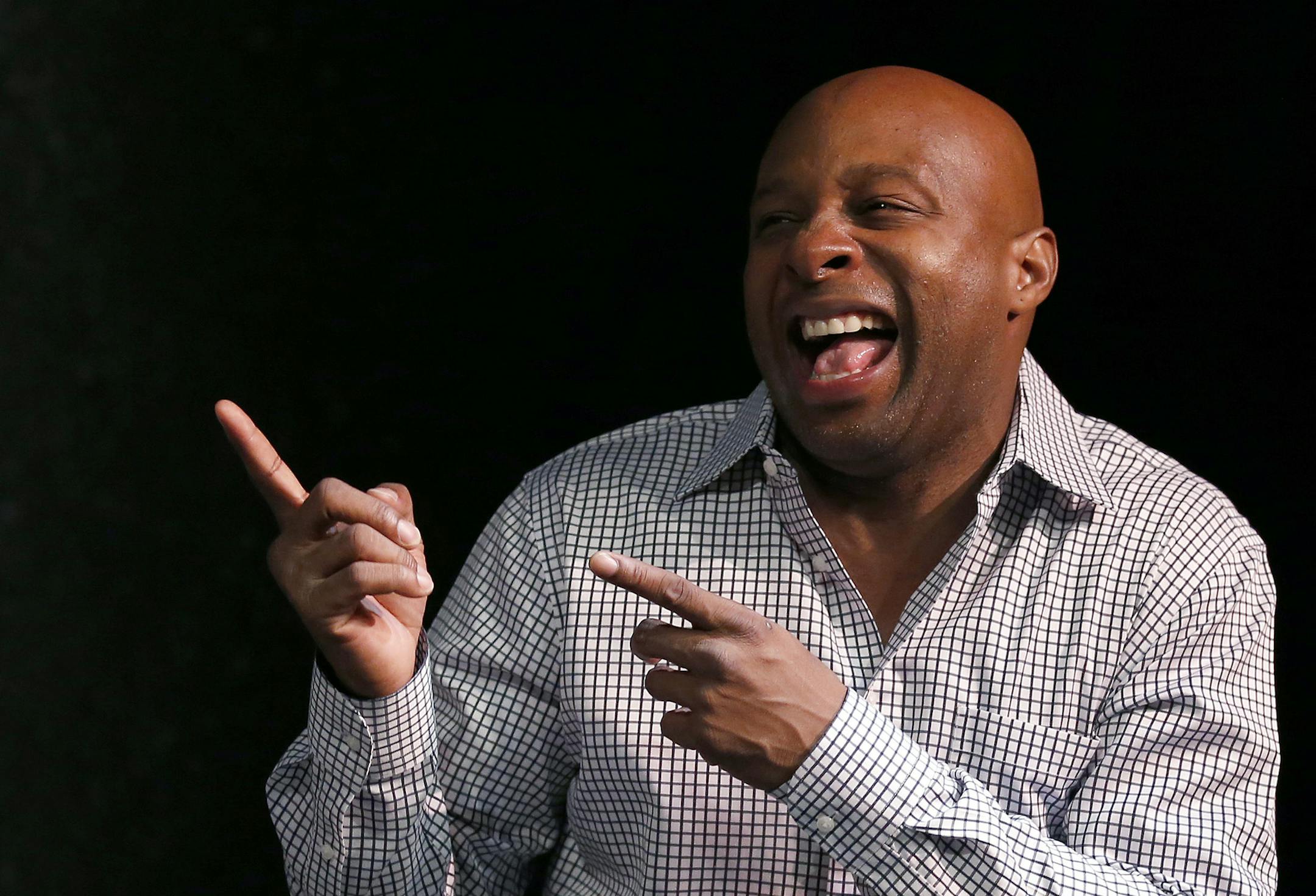 James T. Alfred rehearsed his one-person show "A Brown Tale" at the Penumbra Theatre. ] CARLOS GONZALEZ cgonzalez@startribune.com September 4, 2013, St. Paul. Minn., Penumbra Theatre kicks off its Claude Purdy festival of one-person shows with James T. Alfred's "A Brown Tale," about his journey from the housing projects of Chicago's South Side to the theater stage (Sept. 12-22).