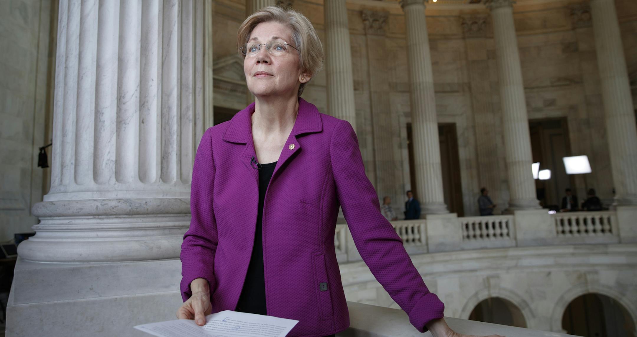 Sen. Elizabeth Warren, D-Mass., reacted Wednesday to being rebuked by the Senate leadership under Rule 19 and accused of impugning a fellow senator, Jeff Sessions, R-Ala., the attorney general nominee. Sessions later was confirmed to the Cabinet position on a vote of 52-47.