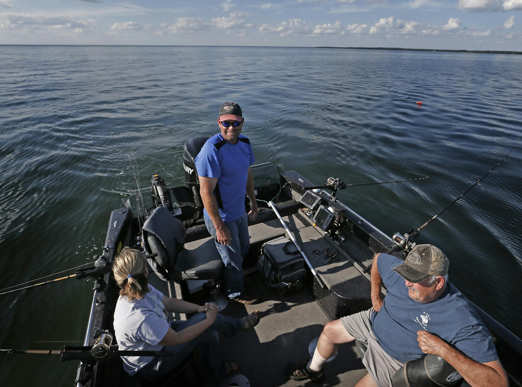 Fishing guide Tim Ajax took Suzy Anderson and George Nitti for a quick trip on Lake Mille Lacs on Tuesday. The Minnesota Department of Natural Resources announced that last week’s creel survey on estimated walleye harvests, releases, and kill on Mille Lacs Lake during the first two weeks of July showed drastic increases that could result in the state reaching its limit by July 29.