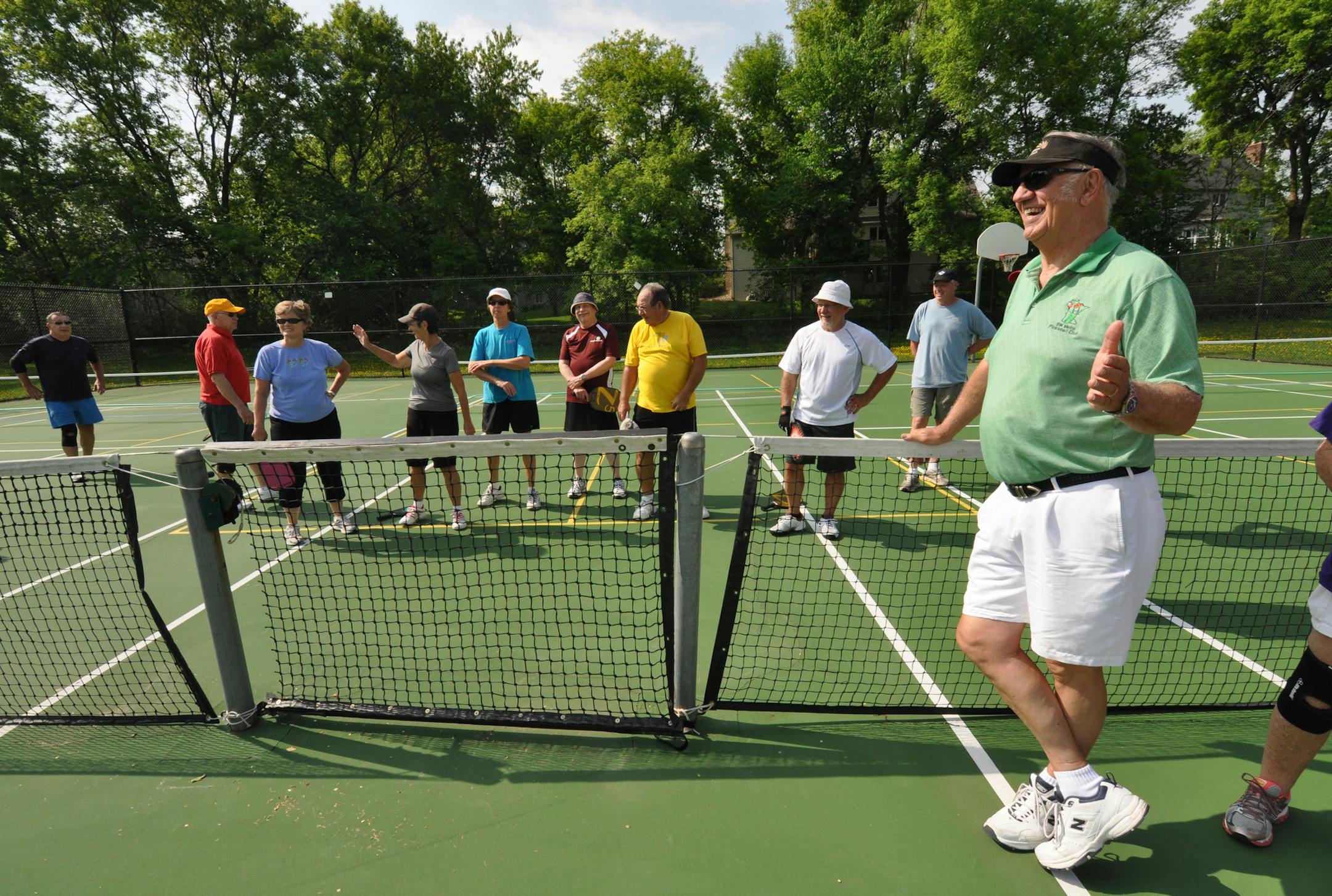 Photo by Liz Rolfsmeier During I Love Burnsville Week, Jerry Maas of the Southwest Metro Pickleball Club will teach an introduction to pickleball session at the new pickleball courts at North River Hills Park.