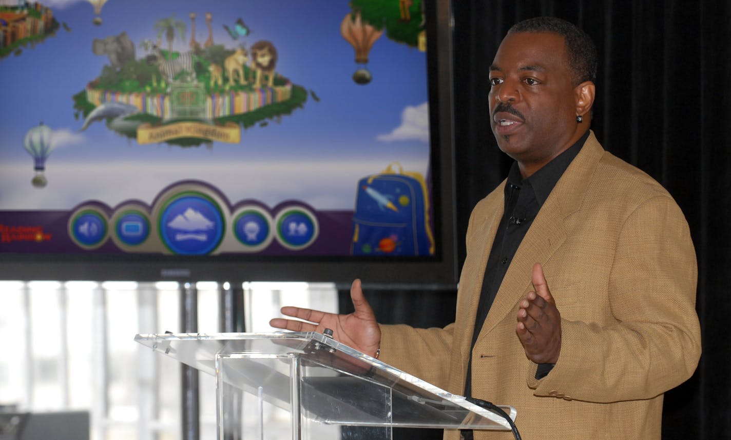 In 2012, LeVar Burton introduces the Reading Rainbow adventure app to the media, publishers and parents at the "Reading Rainbow Relaunch" event in New York.