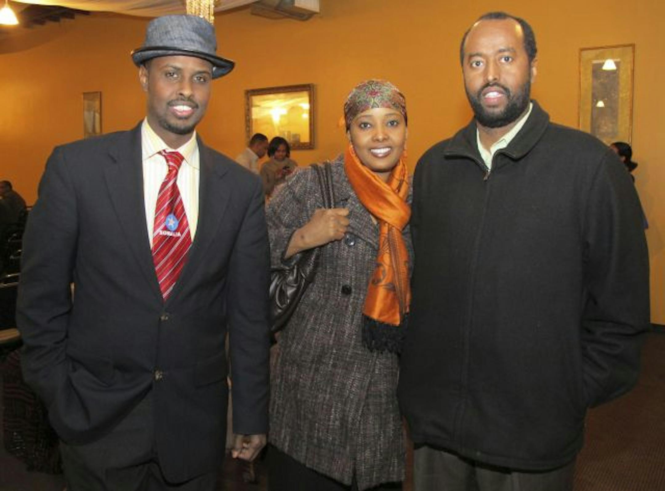 Sara Glassman, sglassman@startribune.comThe Somali Union and Internally Displaced Somali Advisory Council sponsored a celebration of the humanitarian work of Hawa Abdi, MD. The Somali gynecologist and her two daughters, also doctors, have a hospital in Somalia that serves 300 patients a day. Mahamed Cali, executive director of Somali American Community; Layla Ali and Masir Arush
