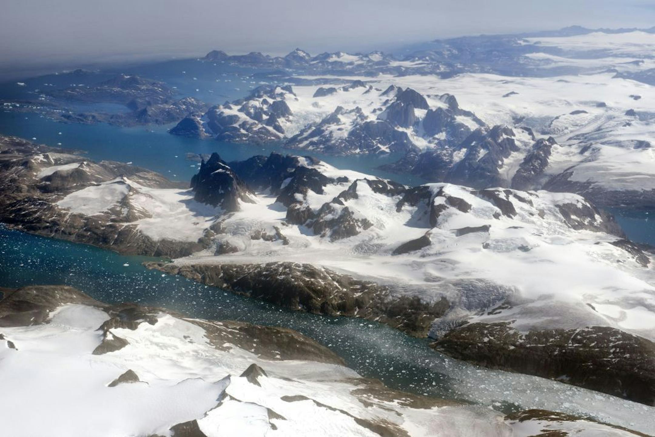 The east coast of Greenland, where the melting ice sheets meets the sea, in July. Diminished ice cover can "kink" the jet stream, scientists say, affecting how weather systems move across the hemisphere.