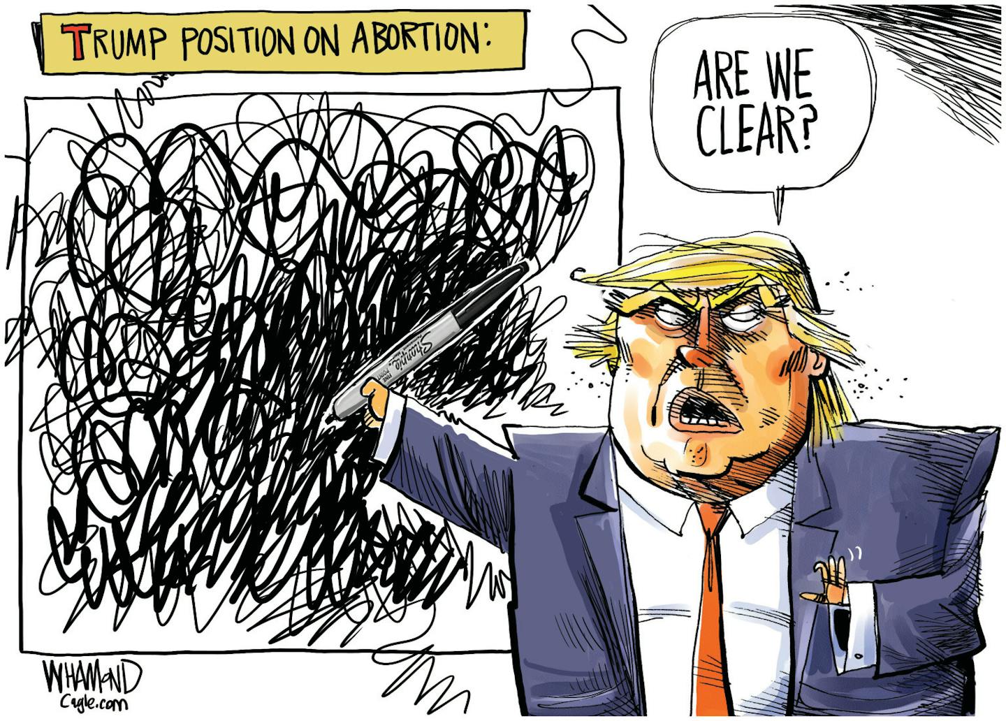 Editorial cartoon: Trump's position on abortion