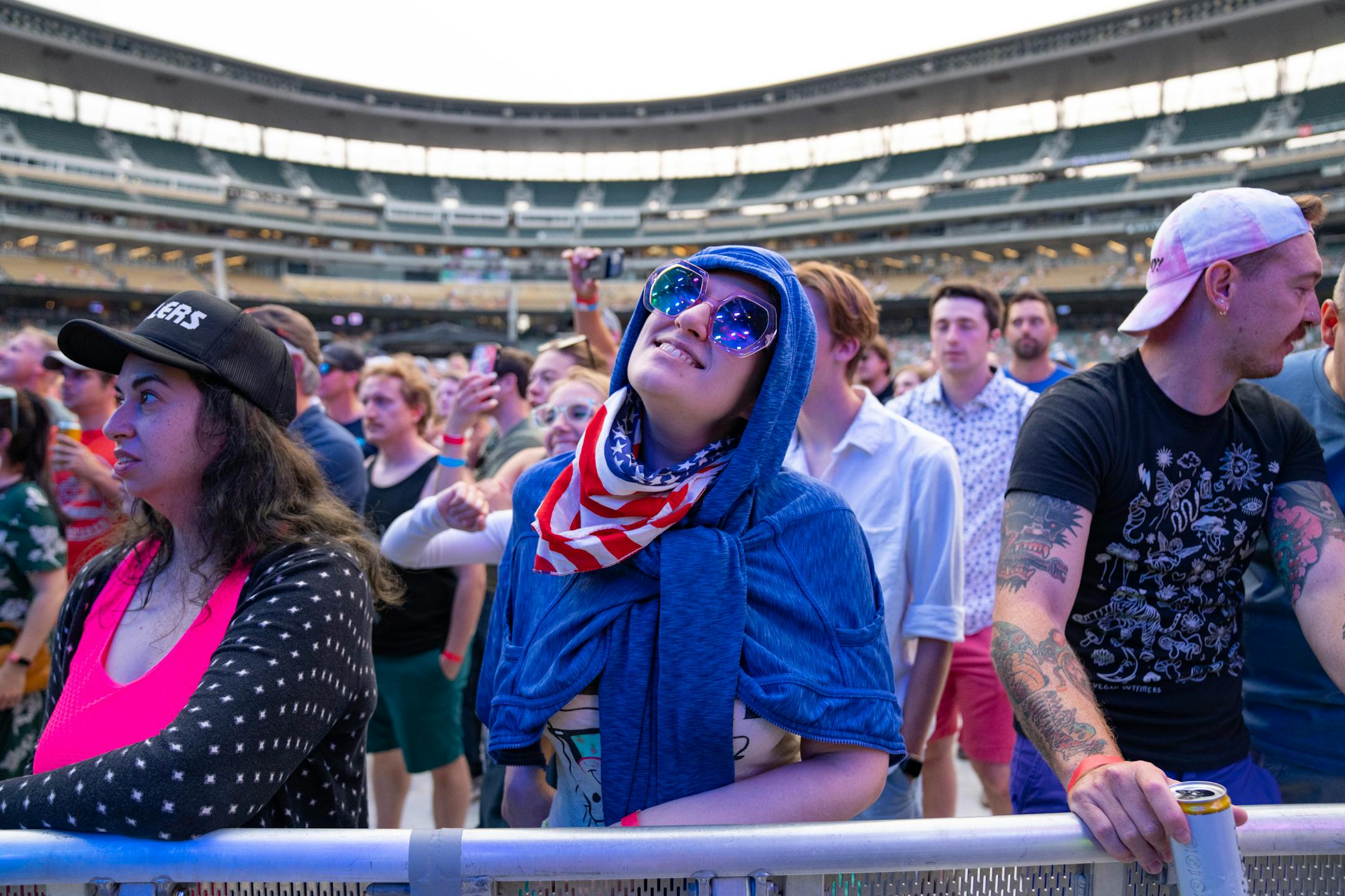 Fans dance as the Flaming Lips perform at TC Summer Fest Friday, July 14, 2023, at Target Field in Minneapolis.