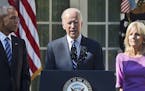 Vice President Joe Biden, accompanied by his wife Jill and President Barack Obama, announces that he will not run for the presidential nomination, Wed