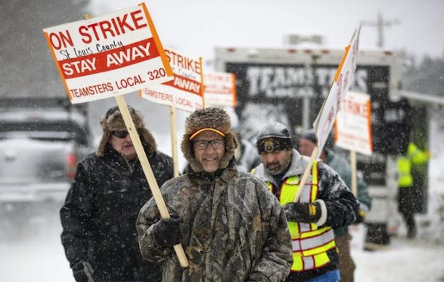 Snowplow drivers have been on strike since last Wednesday in St. Louis County. Credit: Alex Korman/Star Tribune