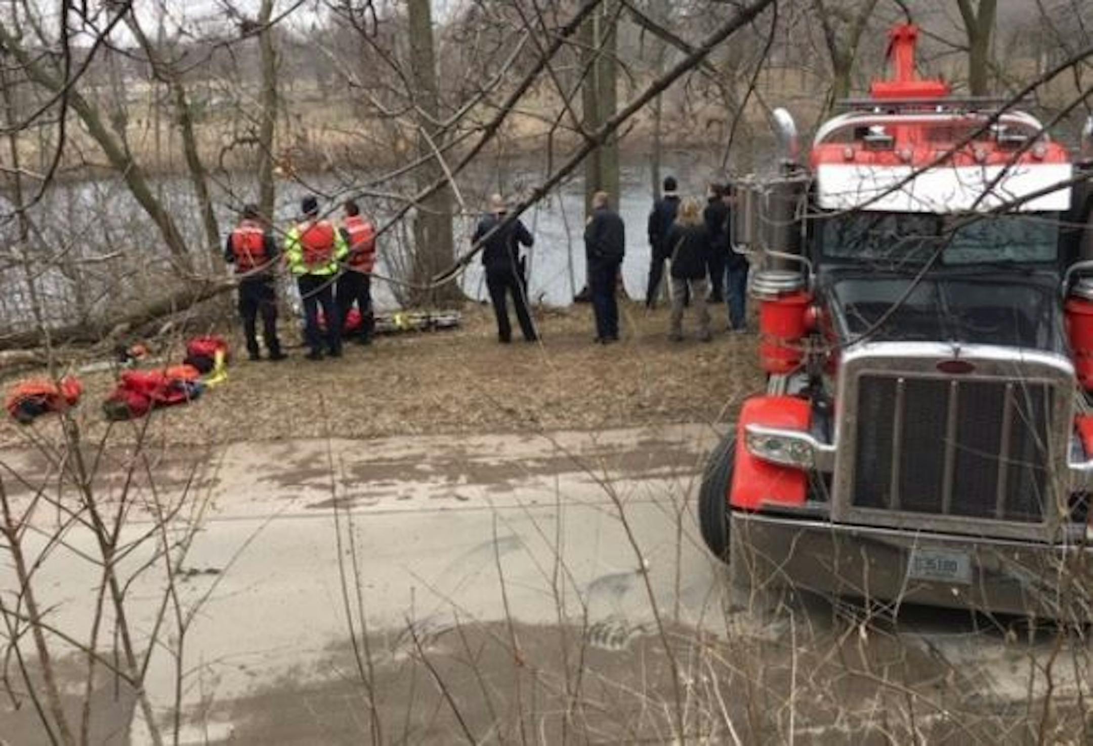 A car was pulled from the Chippewa River midafternoon Tuesday in an effort that included fire, police and volunteer personnel, according to the Eau Claire Police Department. Credit: Eau Claire Police Department