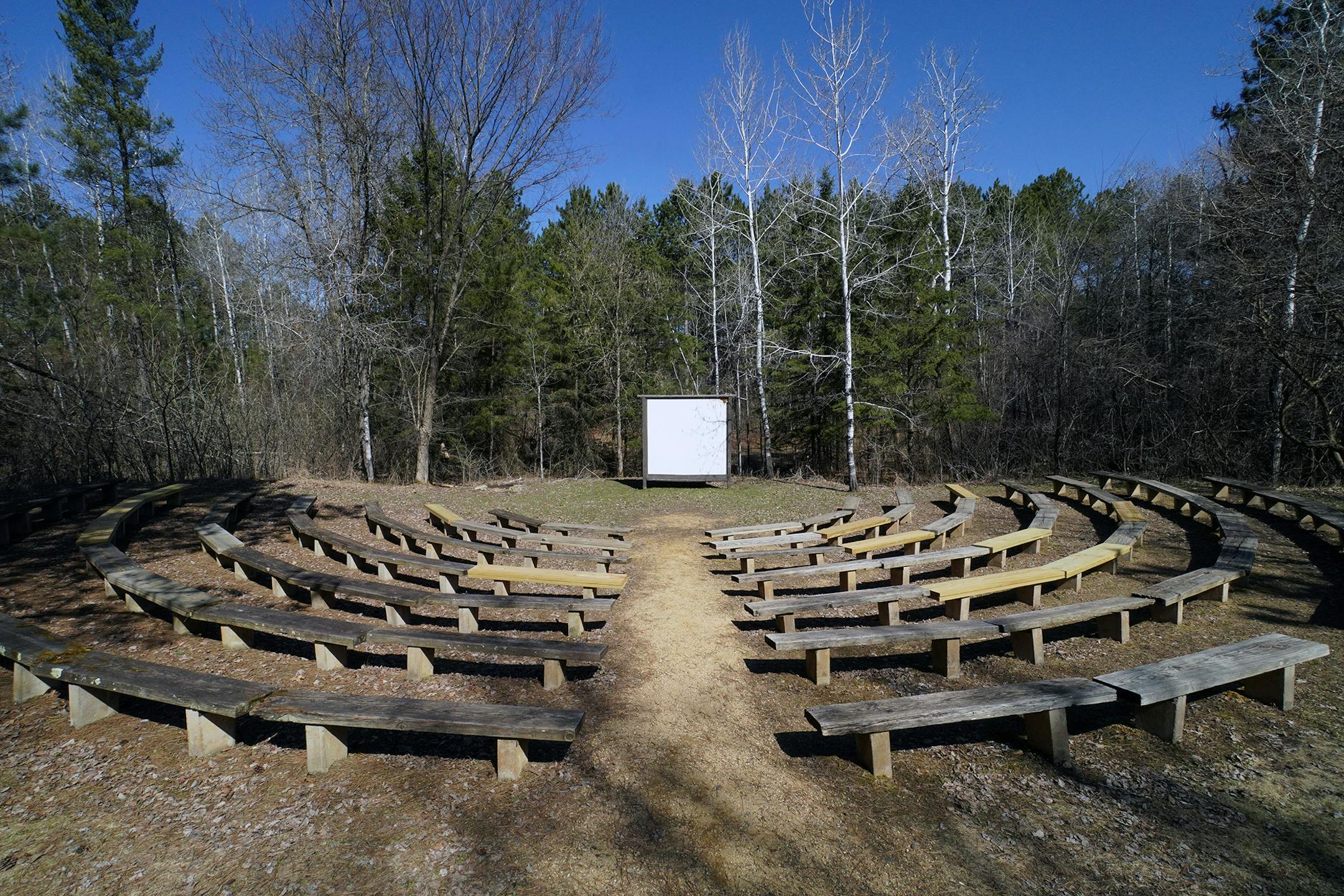 The park amphitheatre at Wild River. Naturalist programs have gone dark because of the concern for social distancing.