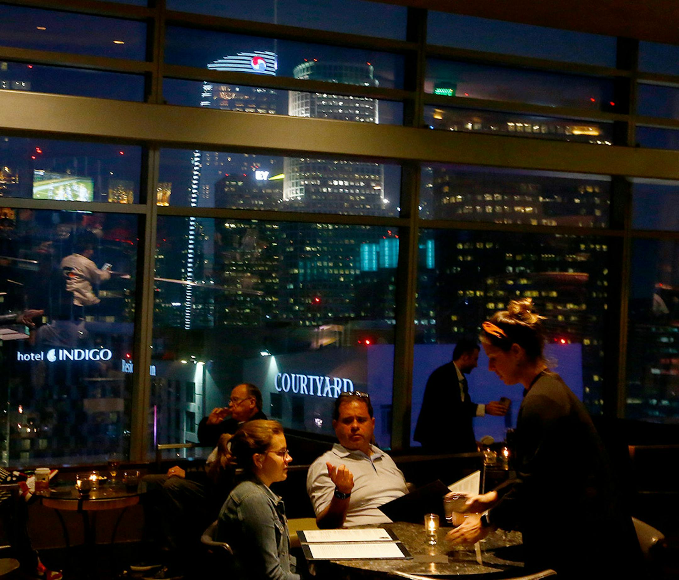 Dining with a view of downtown Los Angeles at WP24 by Wolfgang Puck in the Ritz-Carlton Hotel at LA Live on Nov. 7, 2019. (Luis Sinco/Los Angeles Times) ORG XMIT: 1494207