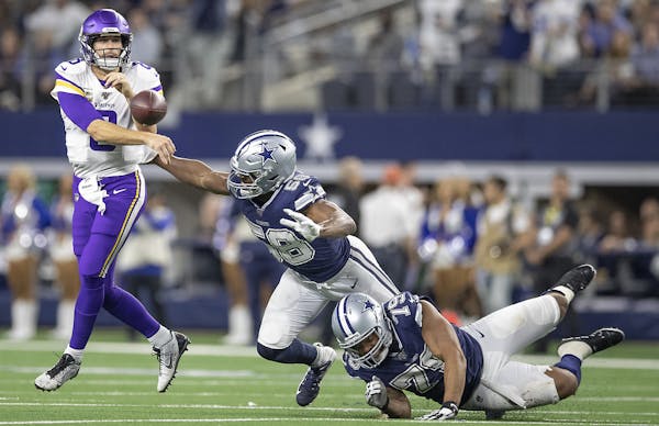 A holding call was called on the defense on Minnesota Vikings' quarterback Kirk Cousins, setting up the Cook touchdown in the third quarter. ] ELIZABE