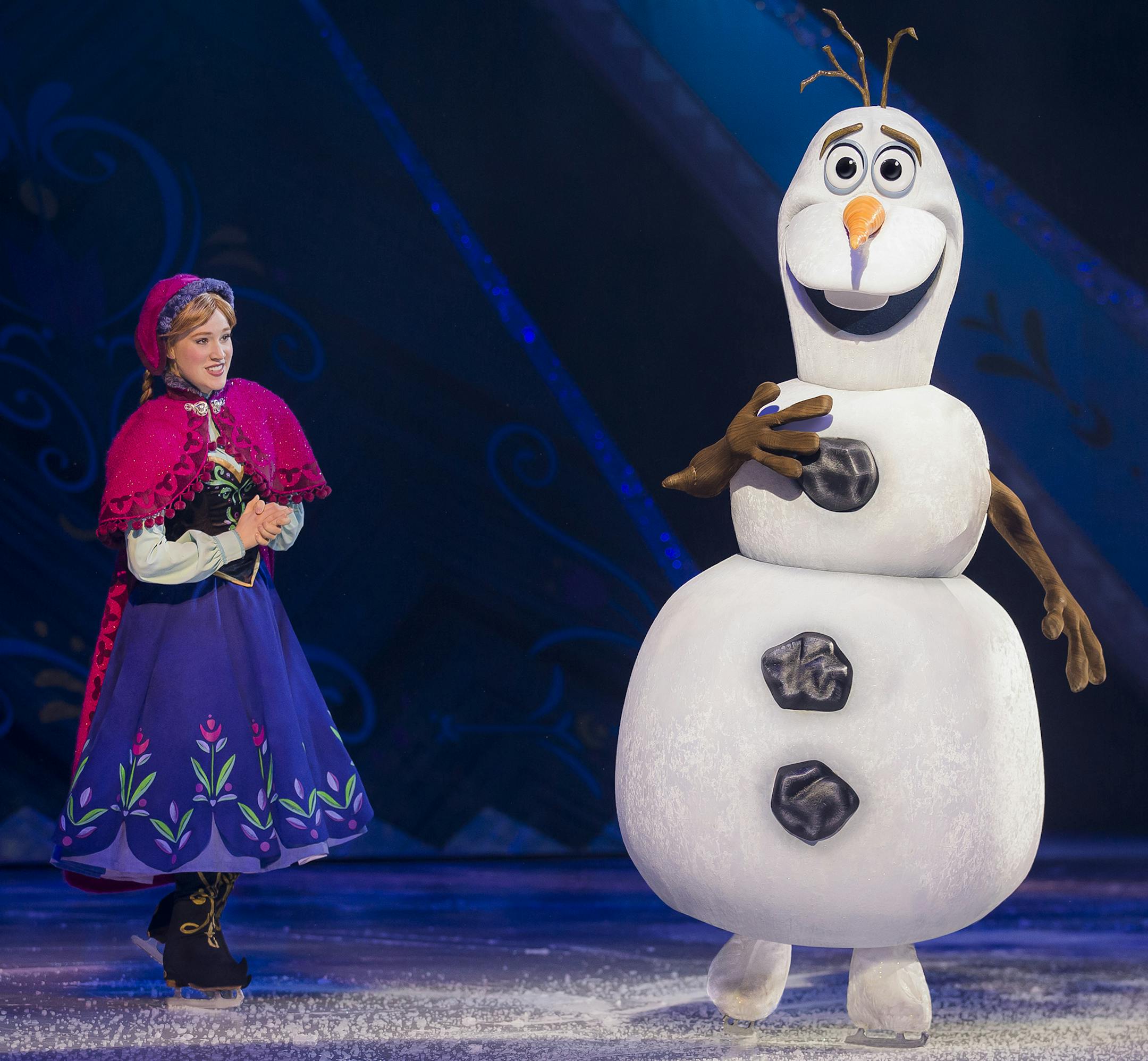 Anna and Olaf in "Disney on Ice Presents Frozen."