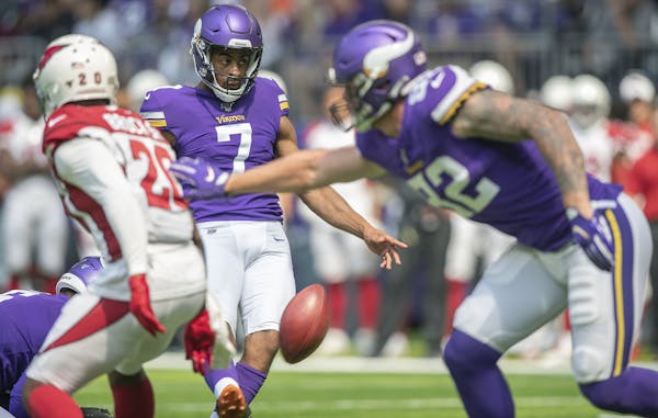 The Vikings' Kaare Vedvik attempted a field goal in the second quarter Saturday.