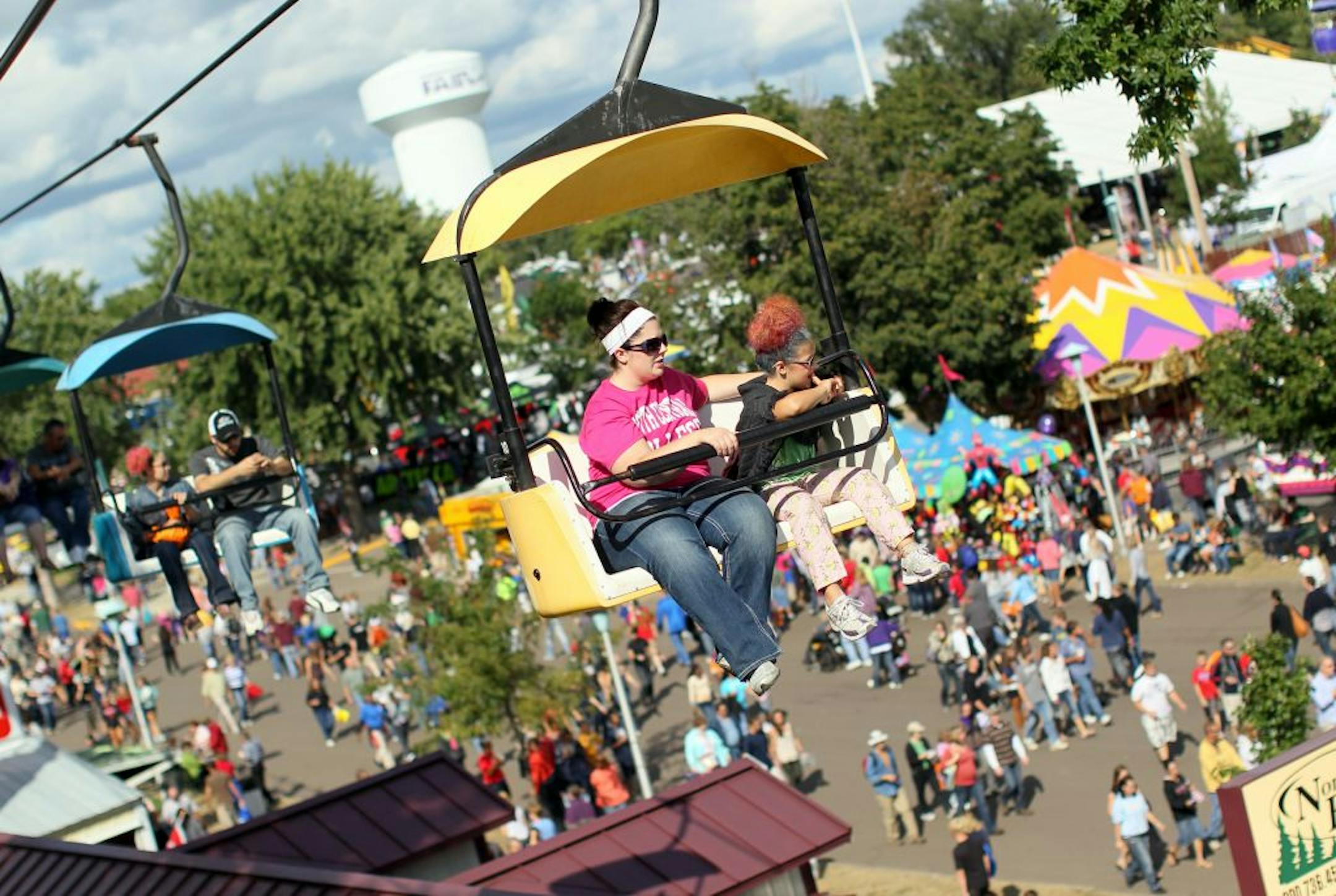 Fair goers rode the Sky Glider at the Minnesota State Fair Sunday, September 4, 2011, in Falcon Heights, Minn.