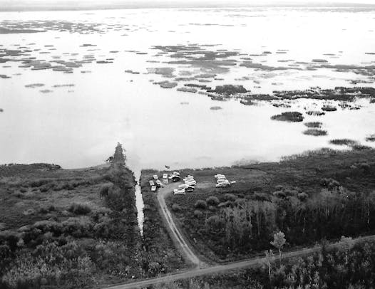 An image of Maanum's Landing at Thief Lake Wildlife Management Area. The photo is believed from the last 1950s or early '60s.