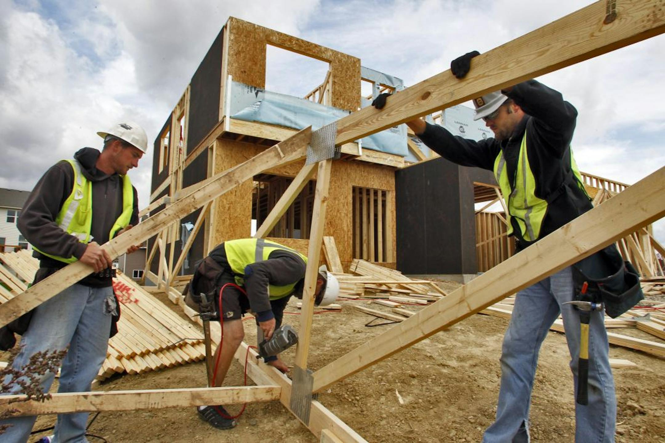 A home under construction in LaPorte, Ind., in November. Spending on single-family homes jumped 1.5 percent from October, according to census data released Tuesday.