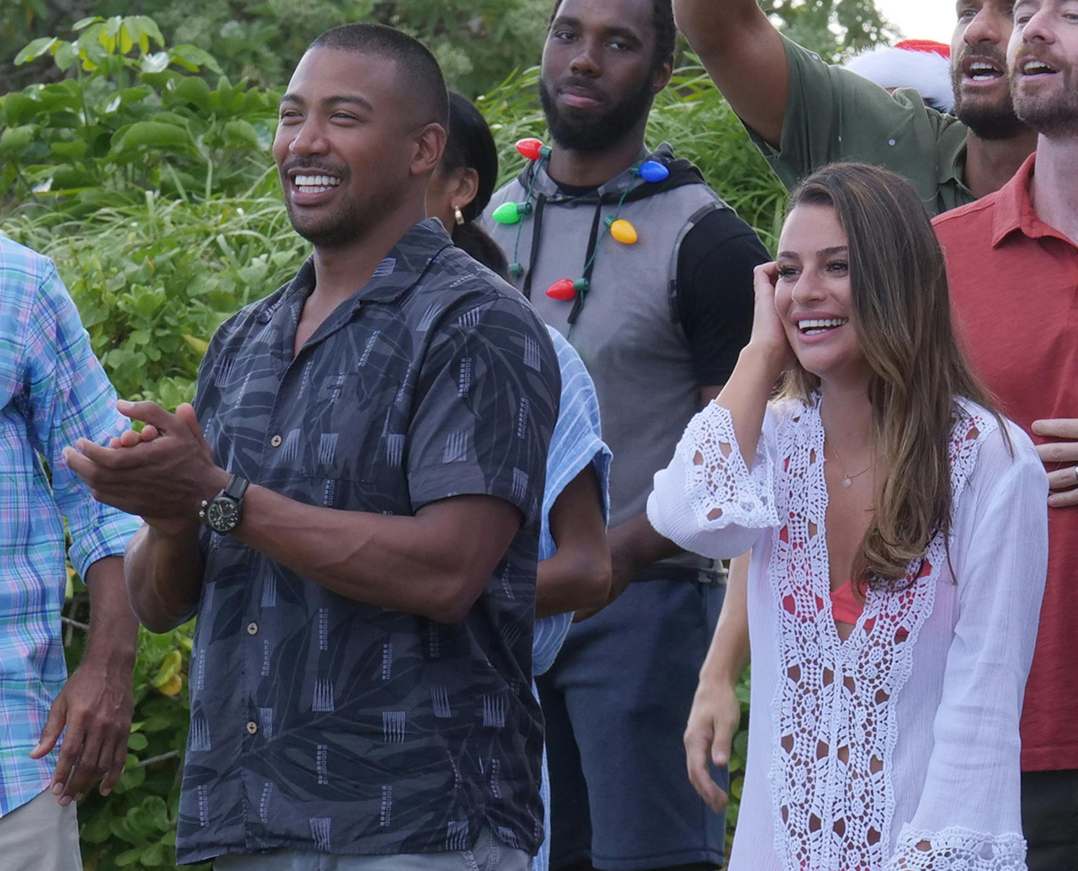 Charles Michael Davis and Lea Michele in "Same Time, Next Christmas."