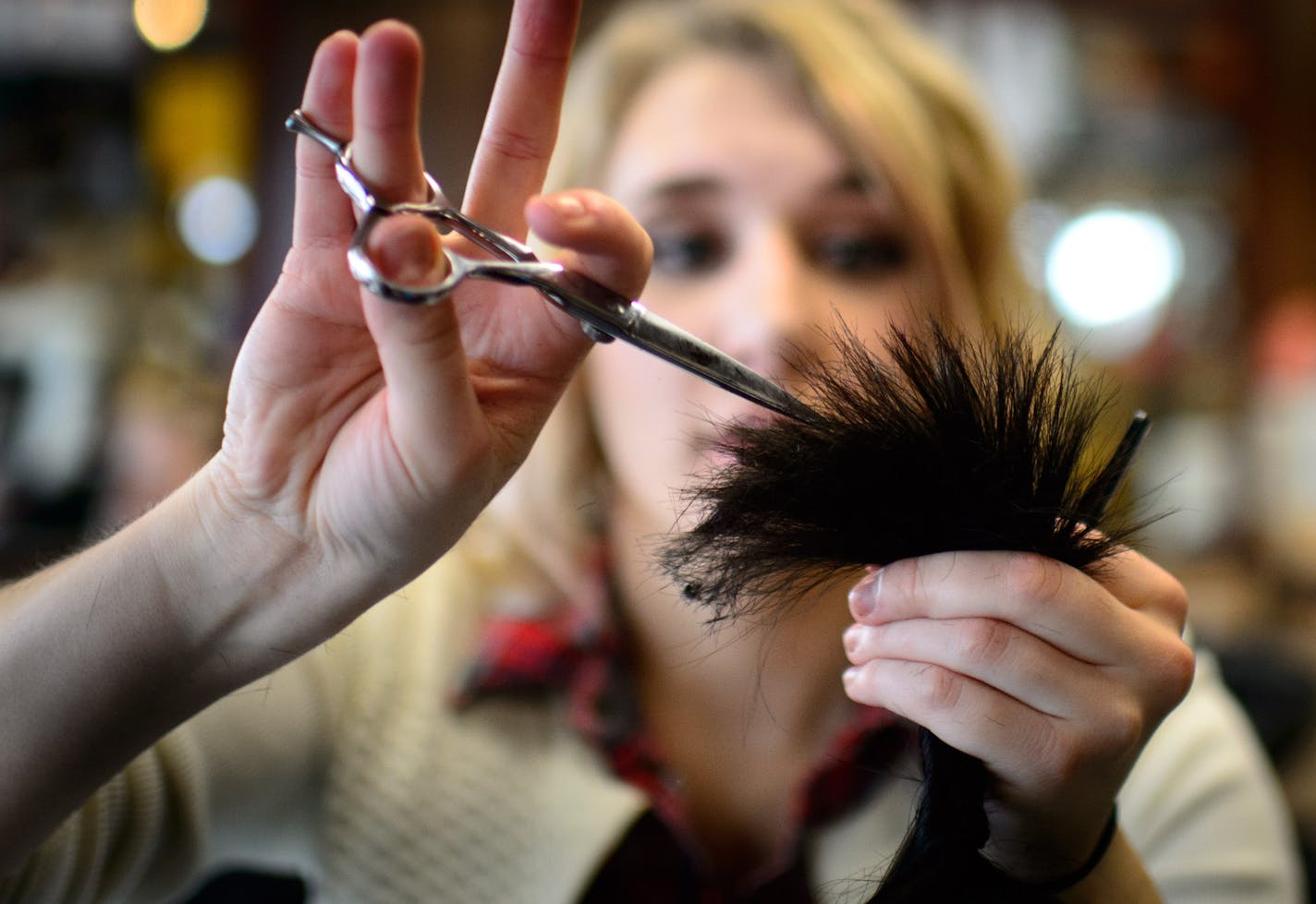 Cole's stylist MaryClaire Wingert styled Sanjana Krishnamurthy, 12. Sanjana donated 8 inches of hair to Locks of Love.