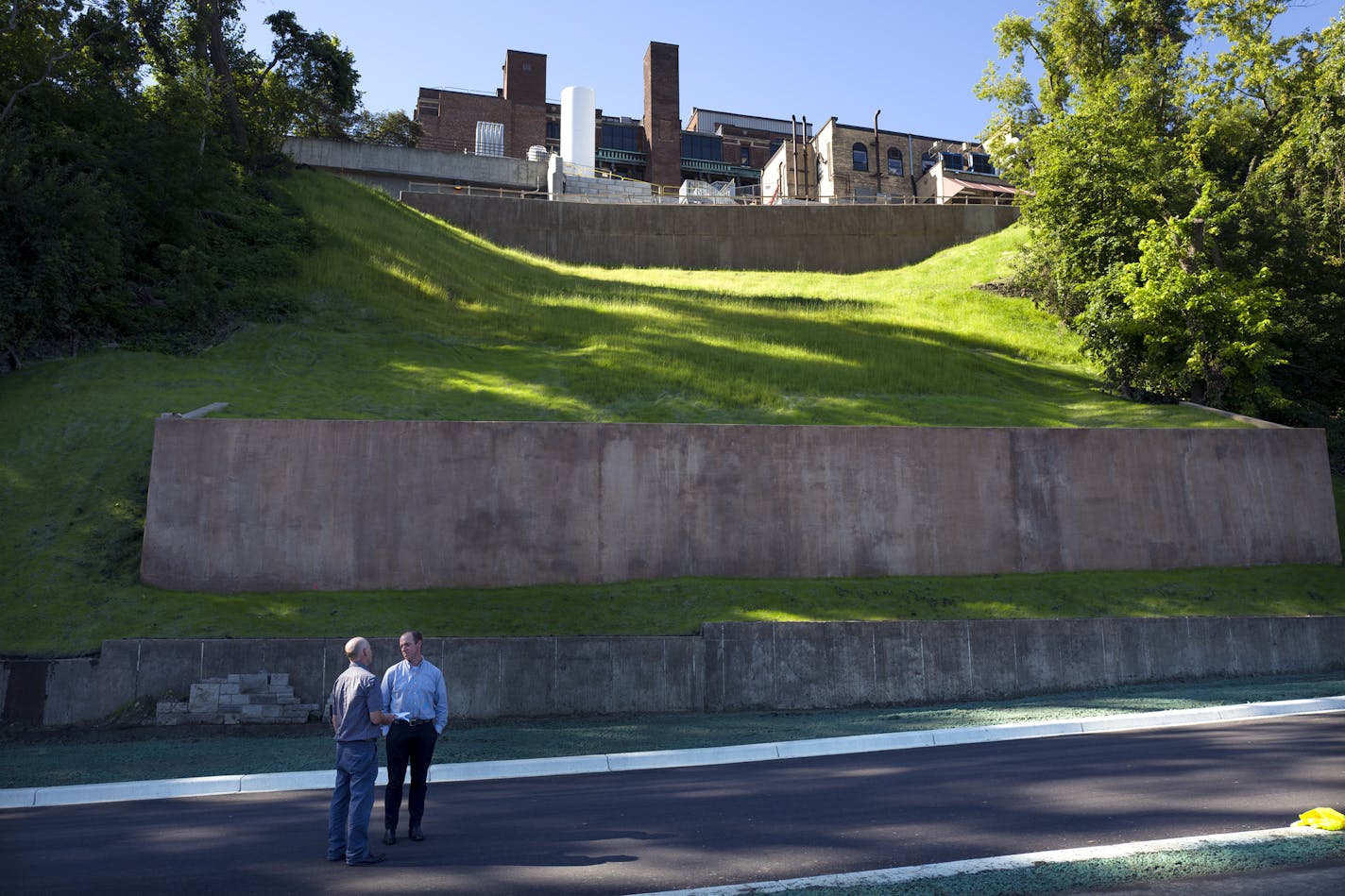 New retaining walls were recently installed along West River Parkway near Fairview Riverside Hospital in Minneapolis.