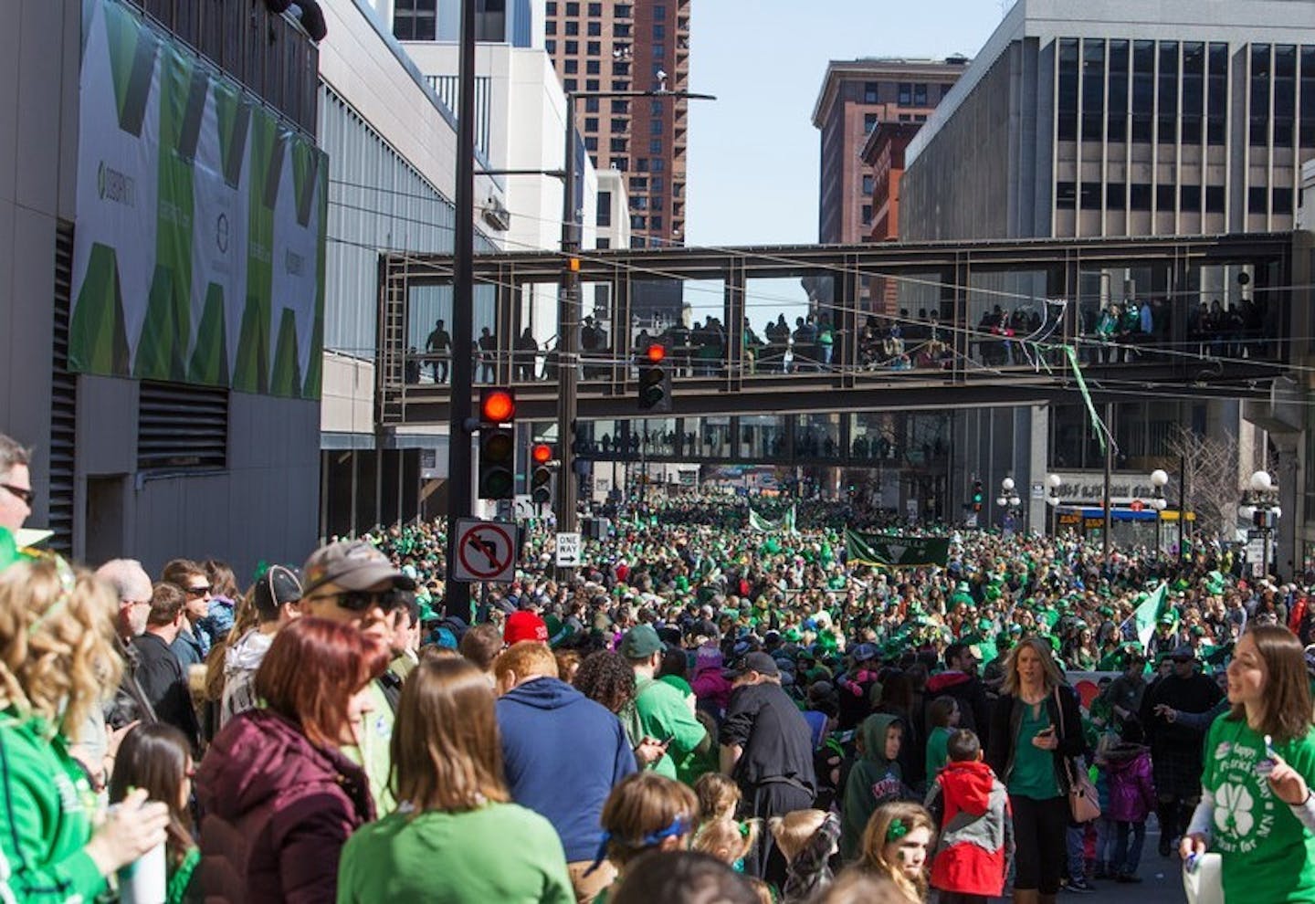 The annual St. Patrick's Day parade marches down East 5th Street on Saturday, March 17, 2018 in Saint Paul.