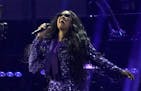H.E.R. performed at the Grammy Awards April 3. (AP Photo/Chris Pizzello)
