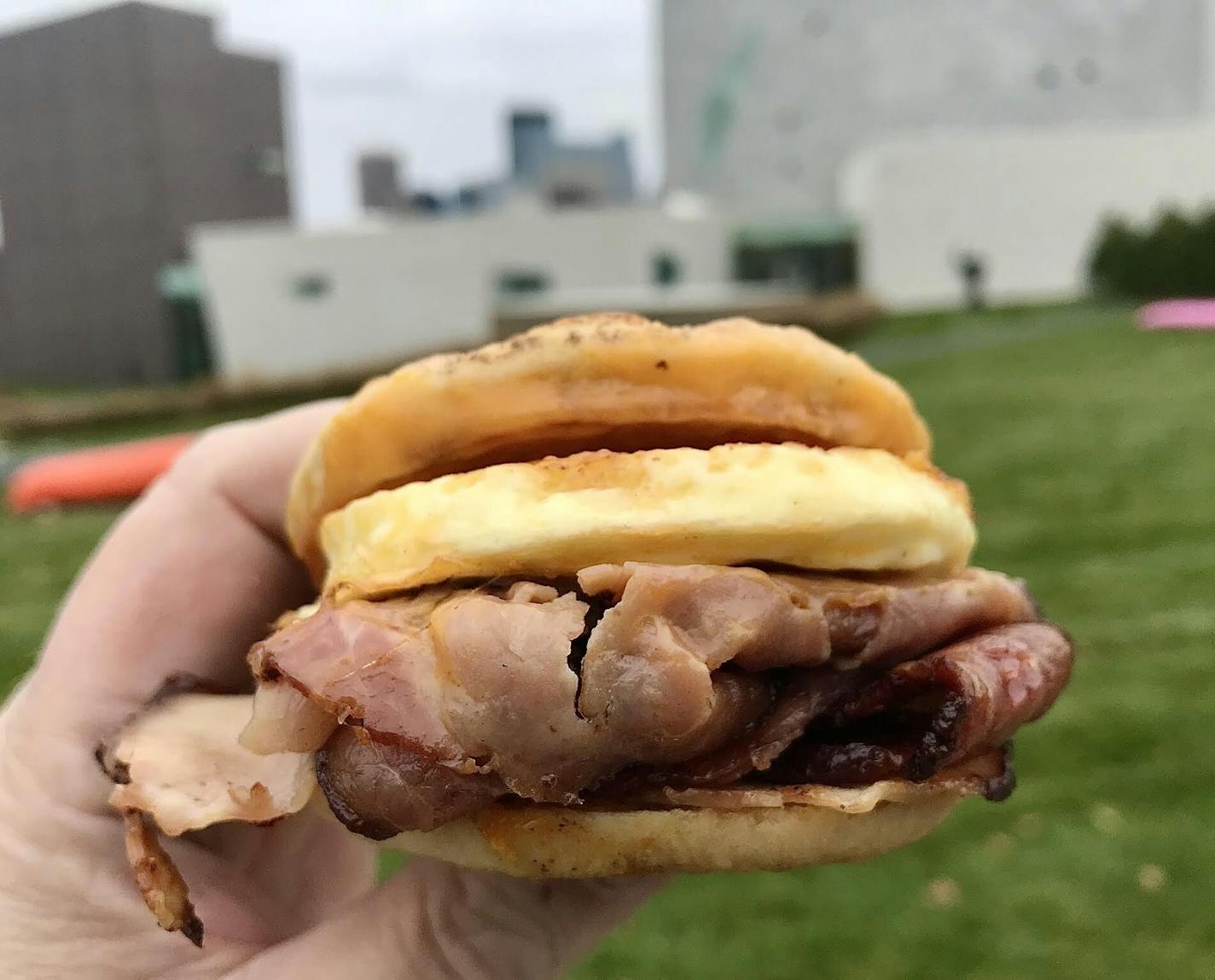 Breakfast sandwich at Lowry Hill Meats.