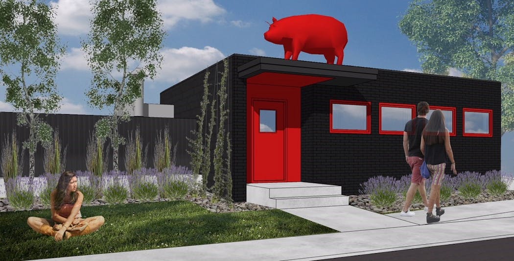 Rendering of Minnesota BBQ Co. building by Joy Martin Architecture.