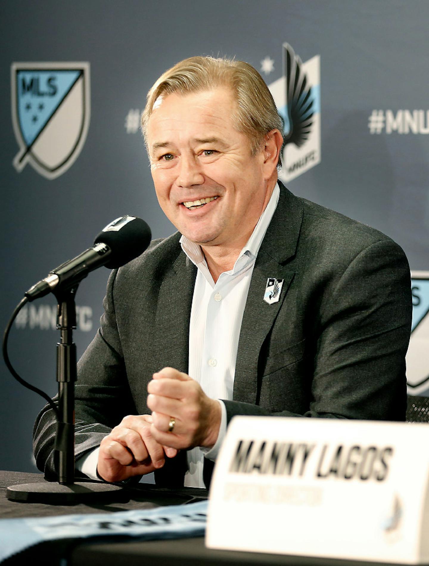 New United coach Adrian Heath fielded questions during the news conference,