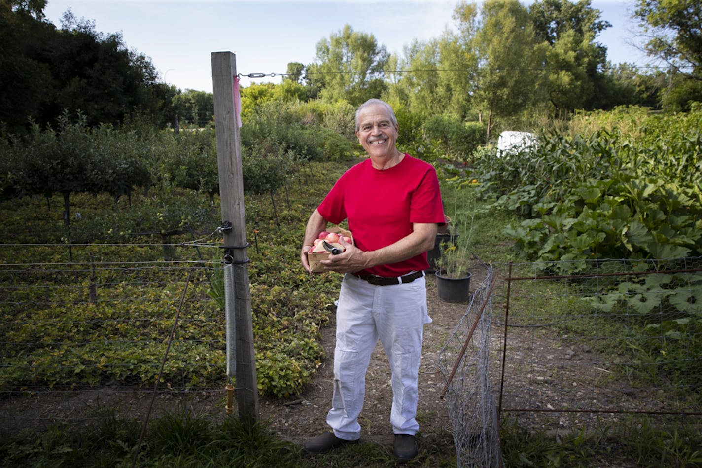 Dr. Ralph Bashioum posed for a picture in front of his unique edible garden at his home in Wayzata.