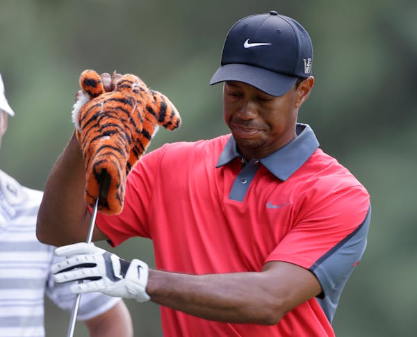 Tiger Woods took the driver from his bag on the eighth hole during the final round of the PGA Championship on Sunday at Oak Hill.