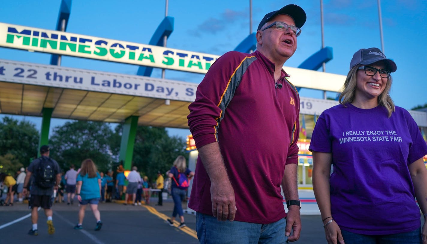 Governor Tim Walz was sporting some awesome corn dog socks as the Minnesota State Fair gates opened this morning. They were a gift from Lt Governor Peggy Flanagan who said she was on team Pronto Pup. ] GLEN STUBBE &#x2022; glen.stubbe@startribune.com Thursday, August 22, 2019