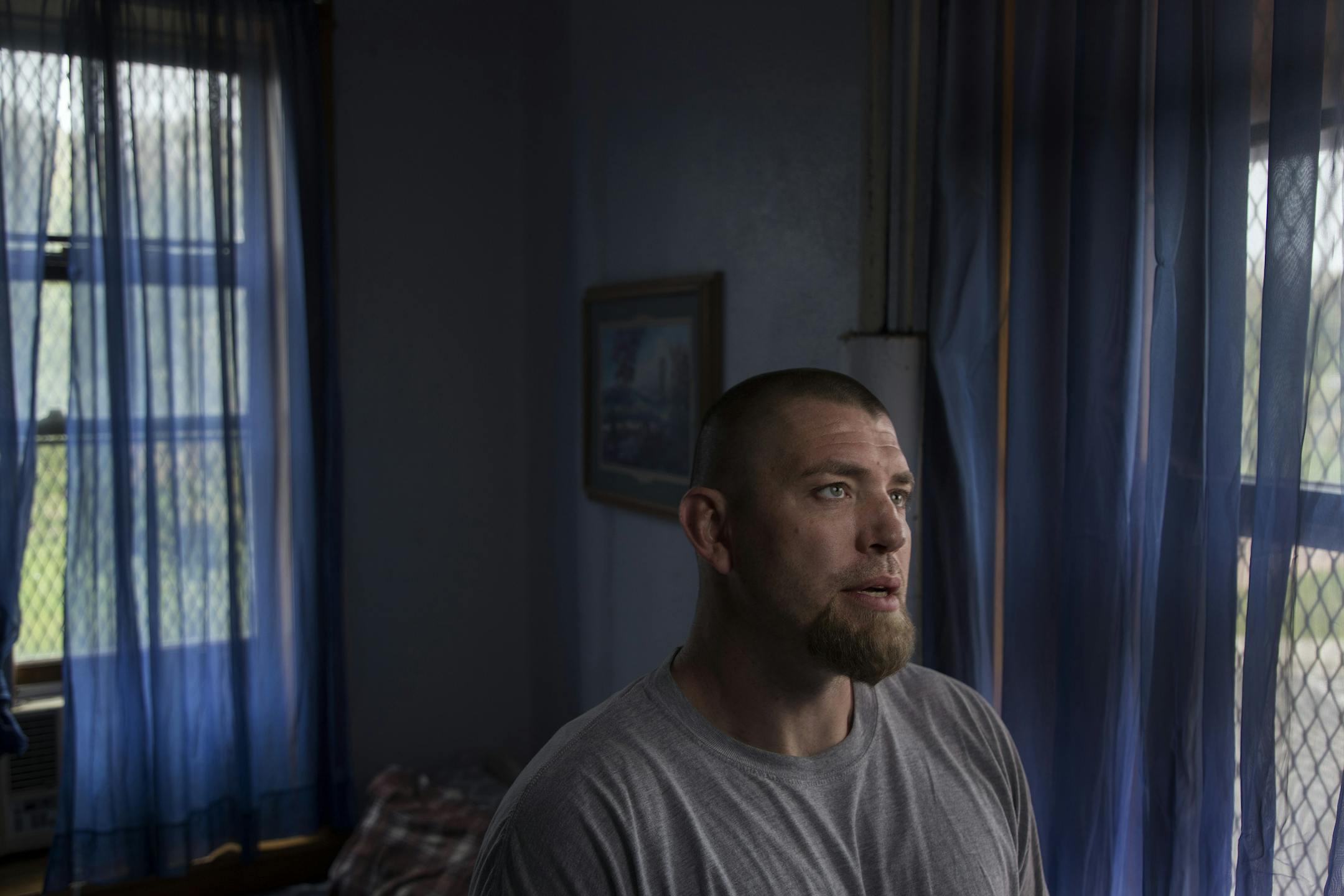 Portrait of Joe Cooper in his room at the Cochran Halfway House the only men's shelter in Dakota County Monday September 25,2017 in Hastings, MN. Cooper since has been a resident Cochran Halfway House since July; the shelter is shutting its doors Dec. 1, citing multiple years of net loss as the reason.] JERRY HOLT ï jerry.holt@startribune.com Jerry Holt