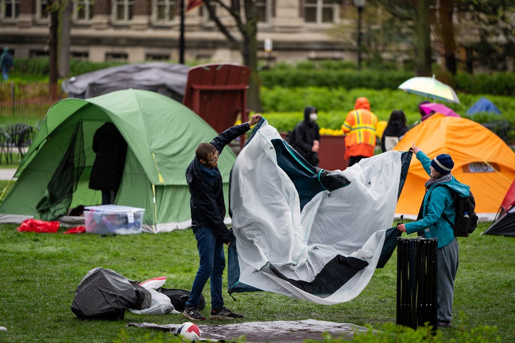 Members of a pro-Palestinian encampment packed up their tents on the University of Minnesota's Twin Cities campus Thursday.
