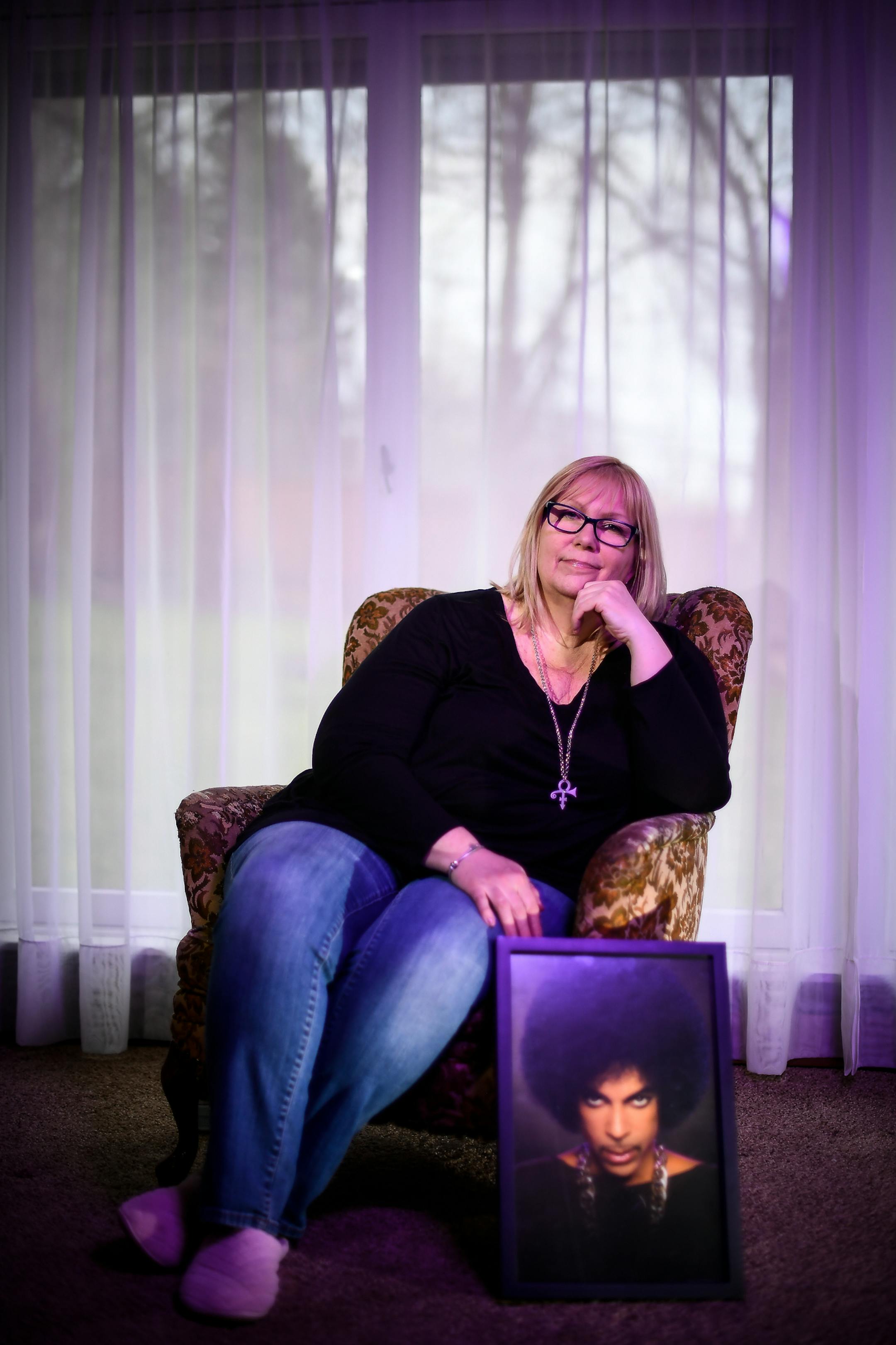 Kathy Drews, a longtime Prince fan who went to high school with him and has followed his music career since the beginning, was photographed in her Carver home on Friday, April 14, 2017. ] AARON LAVINSKY &#xef; aaron.lavinsky@startribune.com Kathy Drews, a longtime Prince fan who went to high school with him and has followed his music career since the beginning, was photographed in her Carver home on Friday, April 14, 2017.