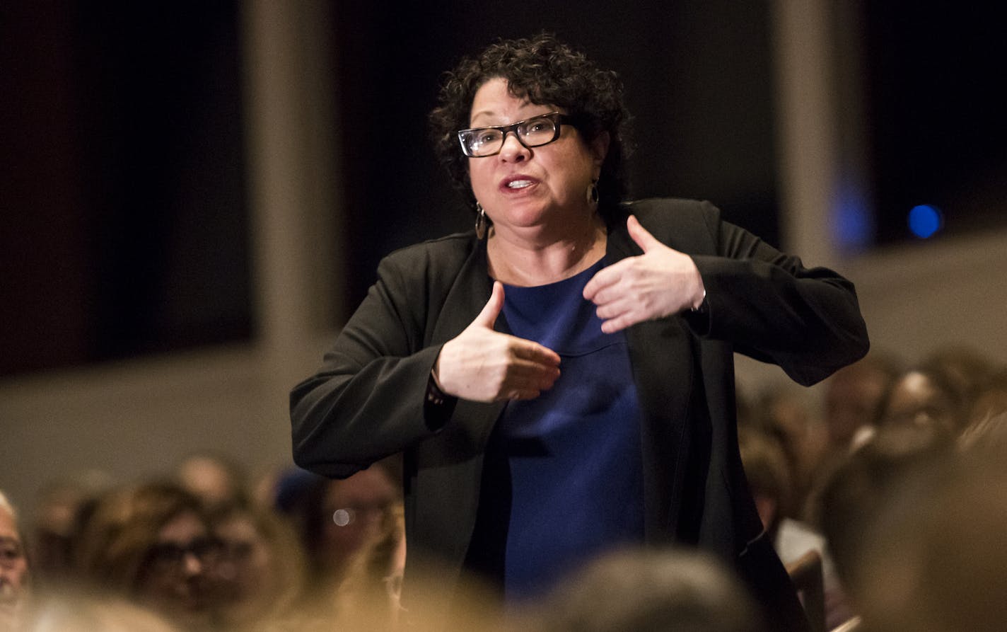 U.S. Supreme Court Justice Sonia Sotomayor spoke while wandering the audience at Northrup Auditorium at the University of Minnesota on Monday, October 17, 2016, in Minneapolis, Minn. ] RENEE JONES SCHNEIDER &#x2022; renee.jones@startribune.com