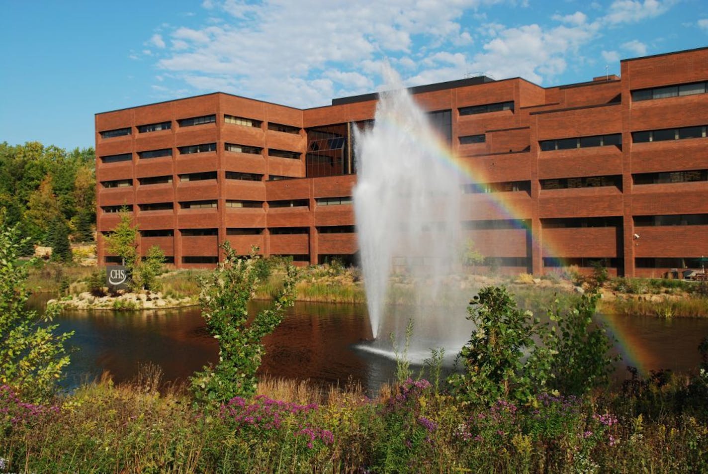 CHS's headquarters in Inver Grove Heights. The company name results from a merger of Cenex and Harvest States.