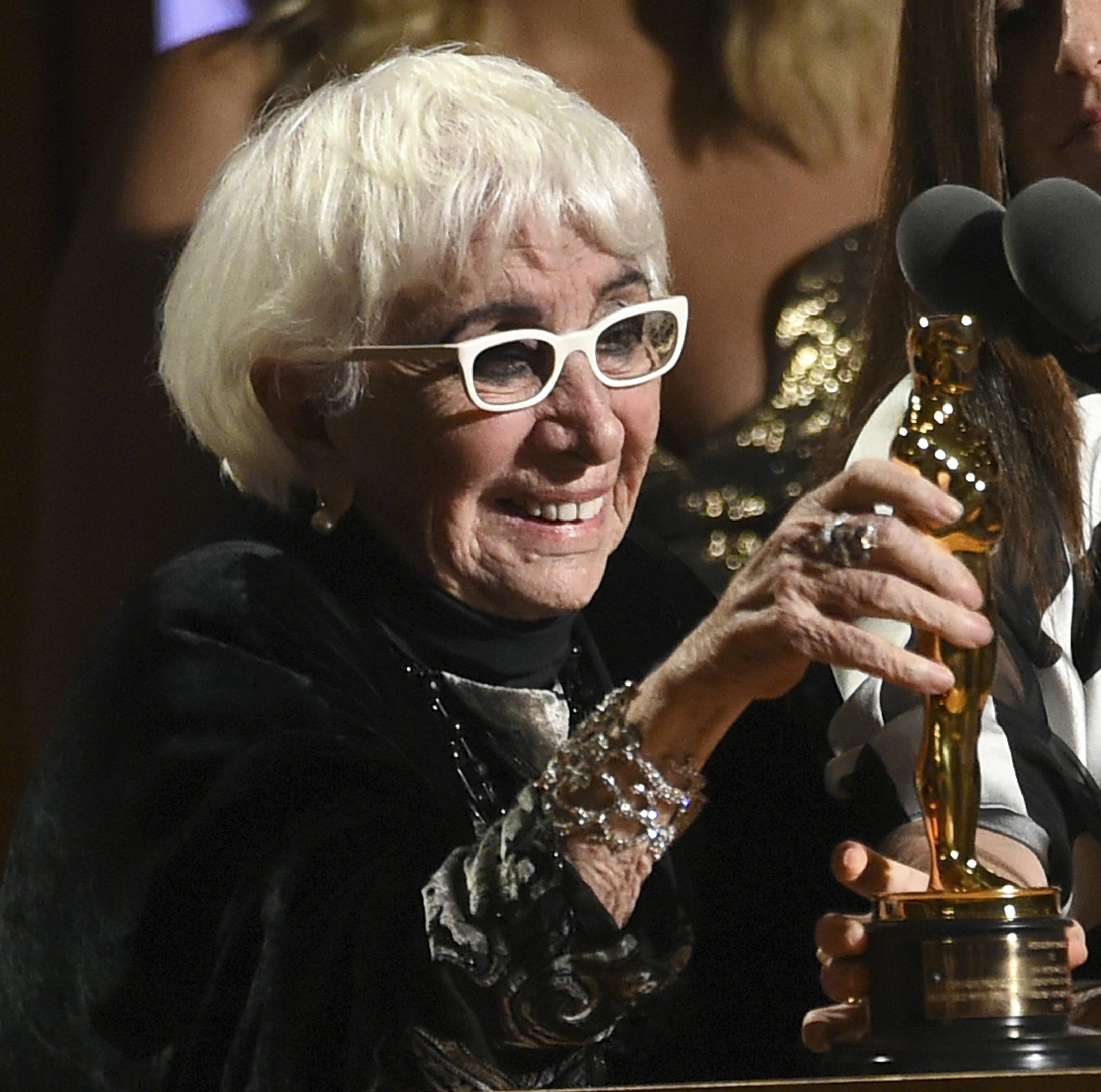 Lina Wertmuller accepts her honorary award at the Governors Awards on Sunday, Oct. 27, 2019, at the Dolby Ballroom in Los Angeles. (Photo by Chris Pizzello/Invision/AP)