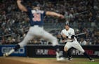 New York Yankees right fielder Aaron Judge took a lead on first base after he was walked by Minnesota Twins starting pitcher Devin Smeltzer (31) in th