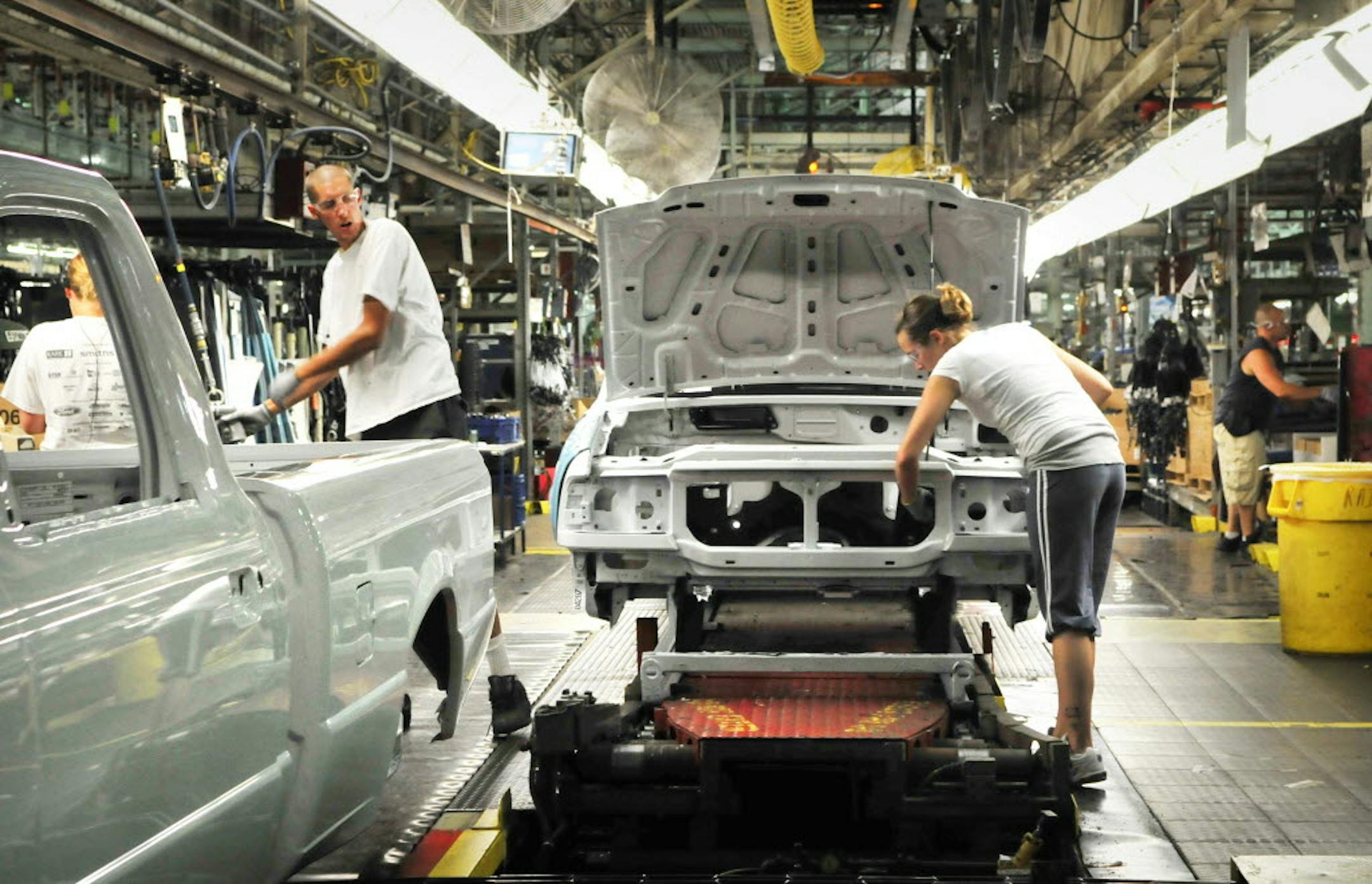 Ranger pickup trucks roll through the assembly line at the Twin Cities Ford Assembly Plant in St. Paul on Thursday.