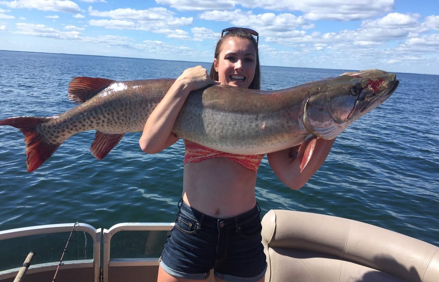 Kelsey Poshusta caught a giant muskie on Lake Mille Lacs.