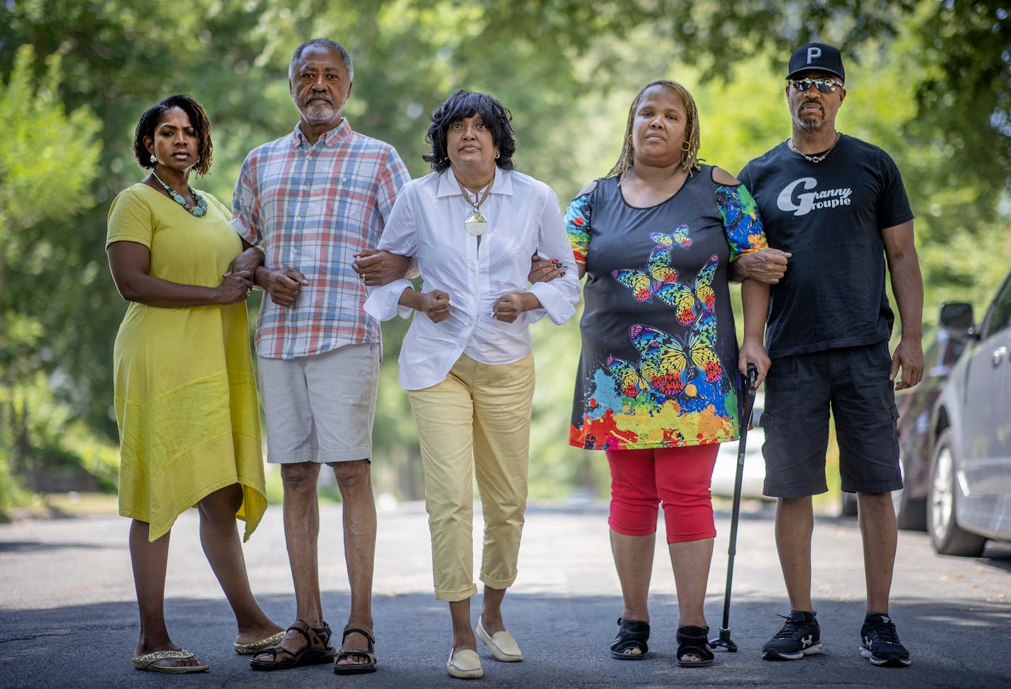 From left, Sondra Samuels, Don Samuels, Cathy Spann, Audua Pugh and Michael Pugh, some of the Jordan neighborhood residents who brought the lawsuit on Minneapolis police staffing levels.