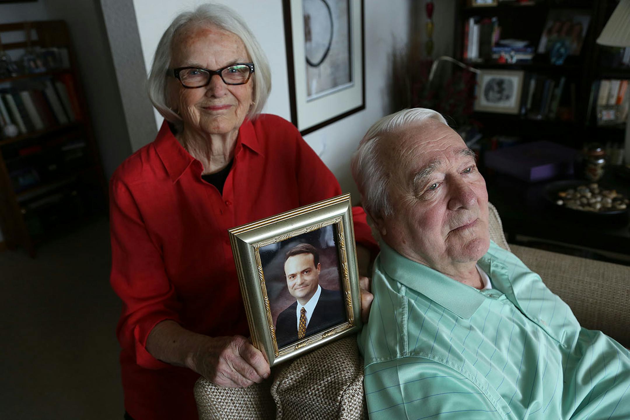 Tom and Bev Burnett. Bev held her favorite picture of her son Tom Burnett Jr. The family is giving historical societies some of Tom jr., memorabilia. Jurgen's said she hoped that can inspire other people.