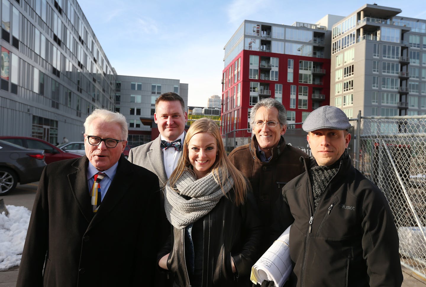 Members of Elness, Swenson and Graham architectural firm left to right Mark Swenson Principal and President, Aaron Roseth Principal, Ann Fritz Director of Interiors, David Graham Principal, and Bob Loken Vice President, Partner posed for a photo Thursday December 3, 2015 in Minneapolis, MN.] Jerry Holt /Jerry.Holt@Startribune.com