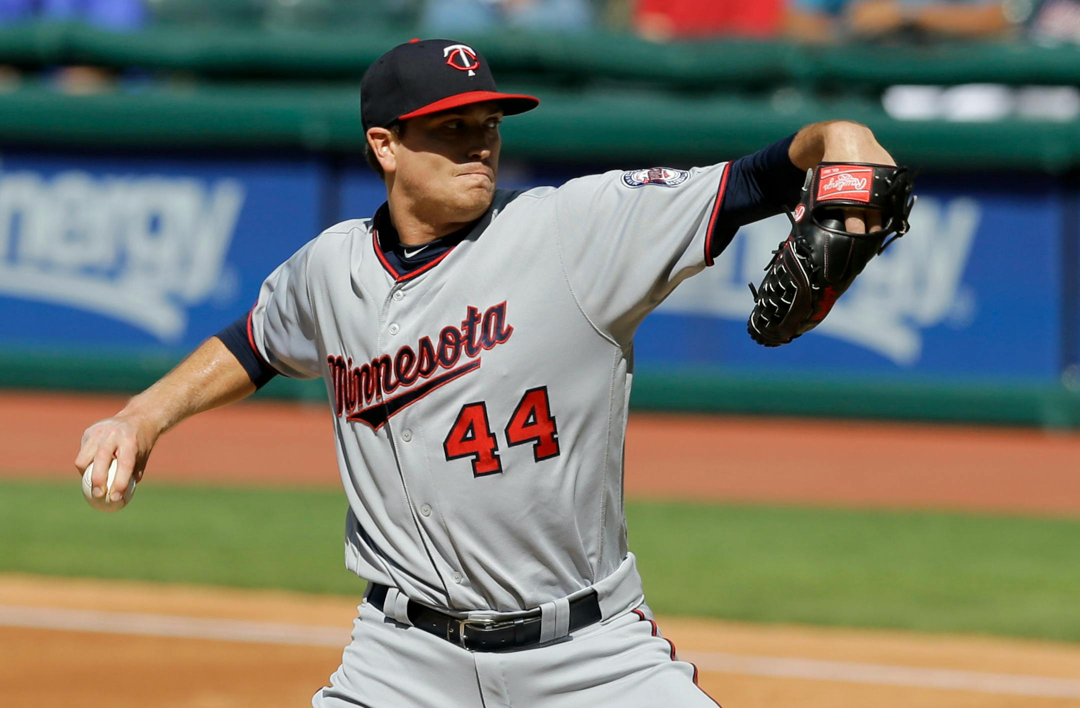 Minnesota Twins starting pitcher Kyle Gibson delivers in the first inning against the Cleveland Indians, Saturday, June 24, 2017, in Cleveland.