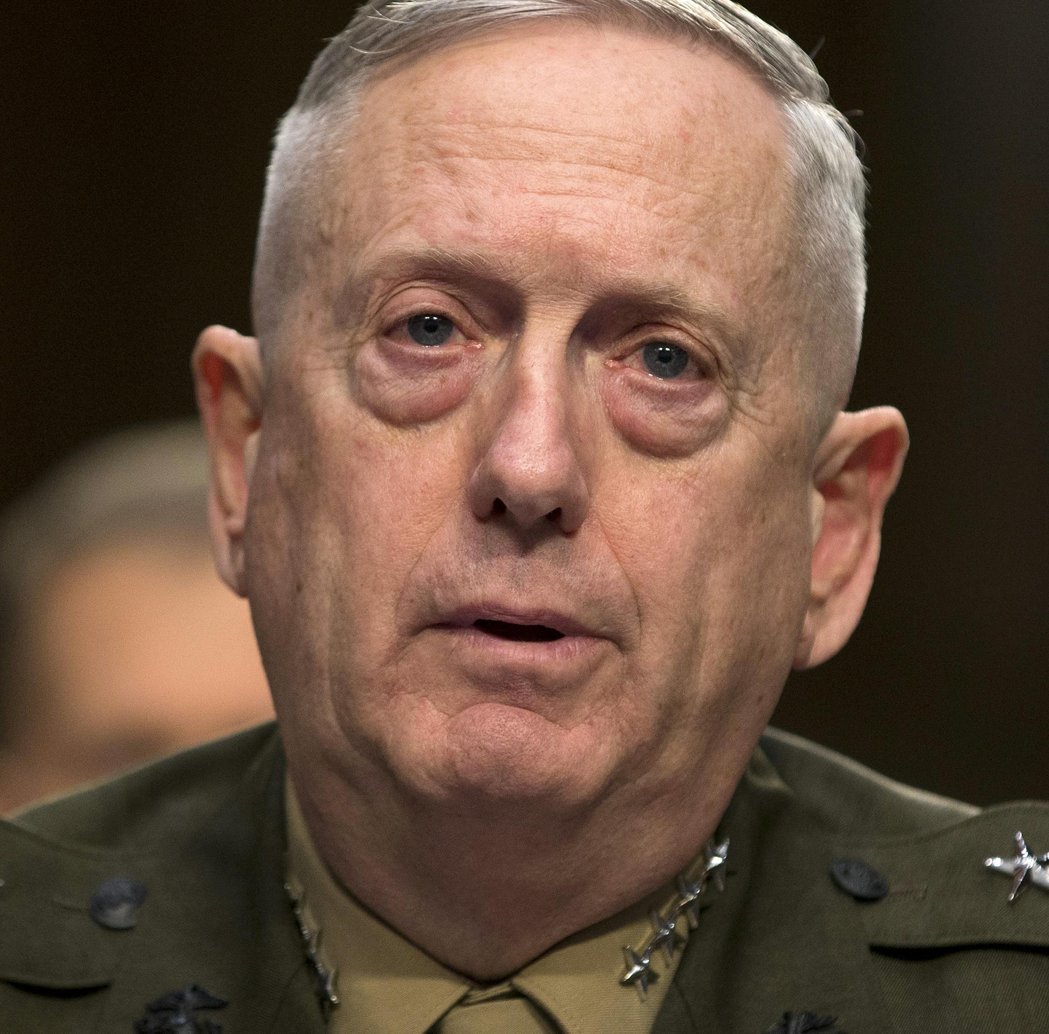 Marine Gen. James Mattis, commander, U.S. Central Command, testifies on Capitol Hill in Washington, Tuesday, March 5, 2013, before the Senate Armed Services Committee hearing to review of the Defense Authorization Request for Fiscal Year 2014 and the Future Years Defense Program. (AP Photo/Evan Vucci) ORG XMIT: DCEV106