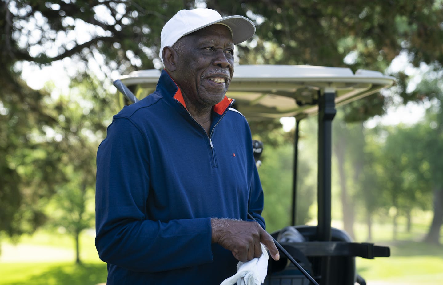 Bob Shelton smiled as he put on his gloves for a Tuesday Morning golf league at Hiawatha Golf Course in Minneapolis, Minn., on Tuesday, June 4, 2019. ] RENEE JONES SCHNEIDER &#xa5; renee.jones@startribune.com